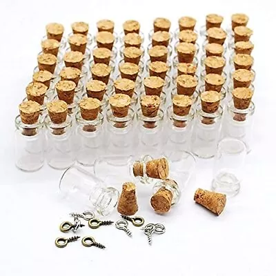 60 Pcs 0.8ml Mini Small Bottles Vials Clear Glass Bottles Tiny Jars With Cork... • $16.54