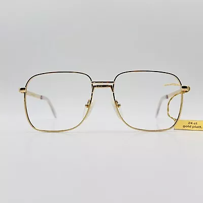 MARTIN Creation Eyeglasses Men's Angular Gold Vintage 80er 24kt Gold Plated NOS • $127.44