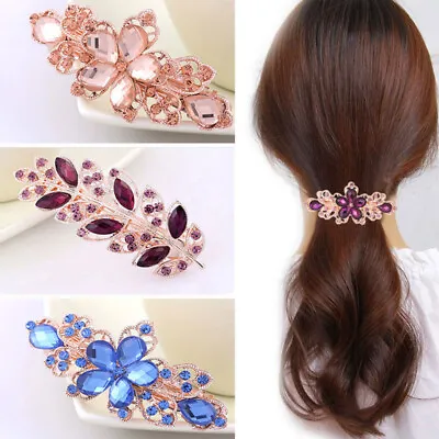 Women Hair Barrette Clip French Clips Barrettes Vintage Clip Diamante Crystal AU • $7.62