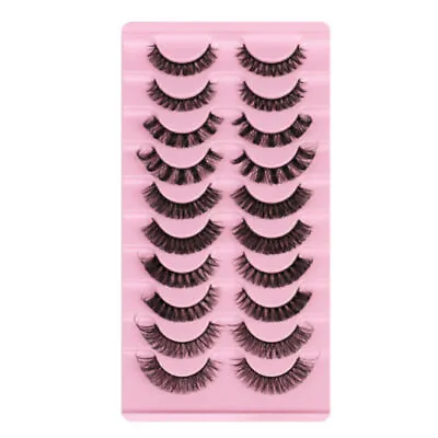 Russian Style Strip Lashes D Curl Mink False Eyelashes Full Curled 10 Pairs UK • £3.99