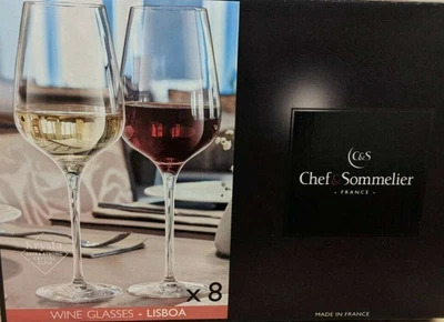 £19.99 • Buy Chef & Sommelier LISBOA Extra Strong Crystals  Wine Glasses X 8 ,