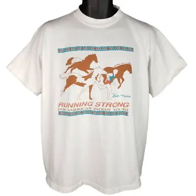 Vintage Running Strong For American Indian Youth T Shirt Mens Size XL 80s USA • $29.99