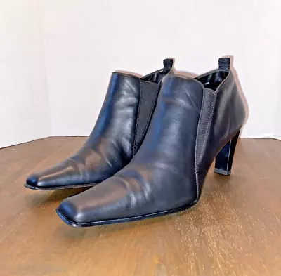 Mossimo Womens Black Leather Square Toe Ankle Booties Size 8 • $14.99