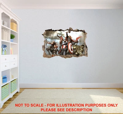 £2.99 • Buy 3d Marvel Avengers Hole In Wall Sticker Art Decal Decor Kids Bedroom Decoration