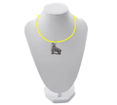 Ice Hockey Skate FT61 1.9x1.8cm English Pewter On 18  Yellow Cord Necklace • £6.95