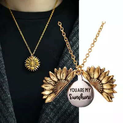  You Are My Sunshine  Open Sunflower Pendant Necklace Choker Chain Women Jewelry • $15.69