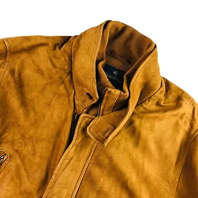 Brooks Brothers Men's Suede Leather Car Coat Field Jacket Camel Brown • Medium • $199.99