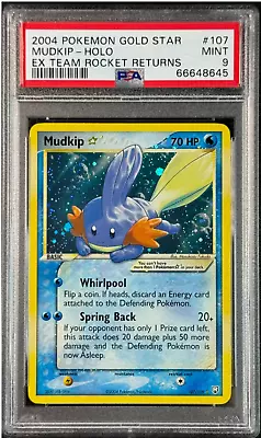 2004 Pokémon Gold Star Mudkip EX Team Rocket Returns Holo #107 - PSA 9 • $2850