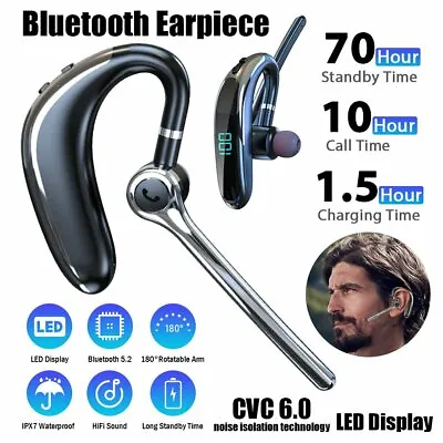 £13.49 • Buy Bluetooth 5.2 LED Headphones Earpiece Wireless Car Trucker Headset  Handsfree