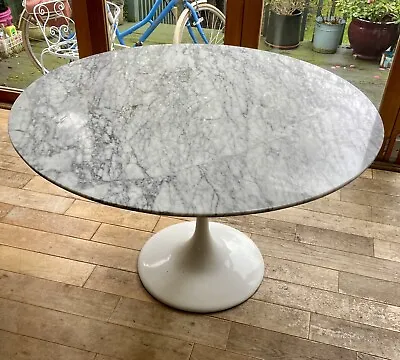 Marble Carrara Round Tulip Dining Table 4ft  Eero Saarinen Style • £1000