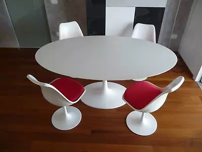 LAMINATED OVAL TULIP TABLE 140x80 LIQUID SAARINEN TABLE MADE IN ITALY  • £466.06