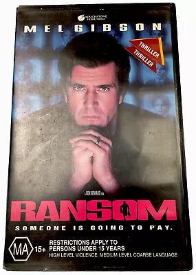 Ransom VHS Mel Gibson Video Cassette Tape Black Big Box PAL MA15+ 1996 • $12.59
