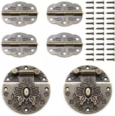 Tech Antique Butterfly Pattern Round Hasp Latch With Padlock Hole And Oval Hinge • $26.99