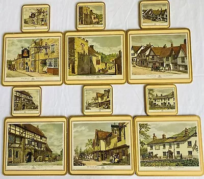 OLD ENGLISH INNS Vintage Boxed Pimpernel Corked Place Mats And Coaster Set • $39.94