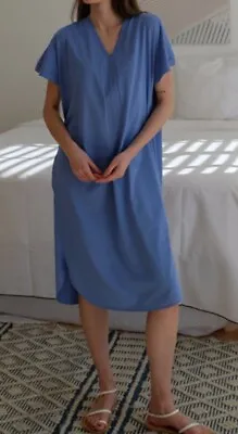 Pluto Lenny Morning Gown Sleep Dress Night Lingerie •Women 38/S• Blue Portugal • $59.99