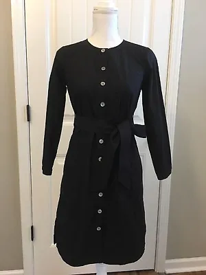 New J Crew Petite Long-sleeve Shirtdress Black Sz PXs H7681 • $40