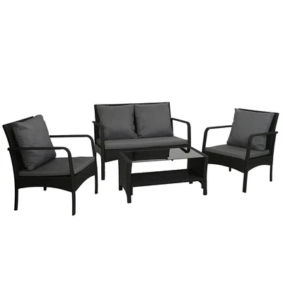$281 • Buy Gardeon Outdoor Furniture Lounge Table Chairs Garden Patio Wicker Sofa Set