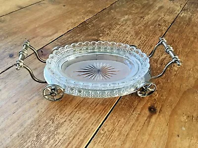 £60 • Buy Rare C1872-91 Thomas White Silver Plated & Glass Wagon Wheeled Cart Butter Dish