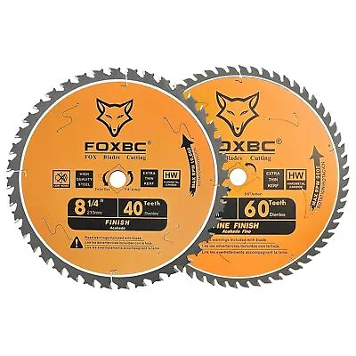 8-1/4 Inch Circular Saw Blade 40 Tooth 60 Tooth For Wood Cutting - Two Pack • $39.99