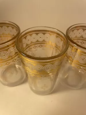 Gold Moroccan Glasses Artisan Tea And Wine Morrocan Tumbler Glass Cups Set Of 4 • $20
