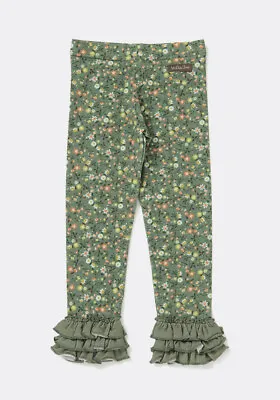 Matilda Jane Just Imagine Arden Girls Floral Print Ruffle Legging Olive 2 NWT • $18.95
