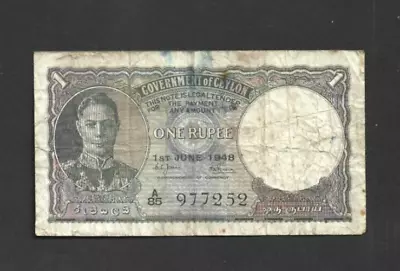 1 Rupee Vg  Banknote From British Ceylon  1948  Pick-34 • £0.80