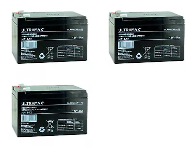 3 X 6-DZM-12 (equiv)12V 14ah (12Ah) - Re-chargeable ELECTRIC BIKE BATTERIES • £97.62