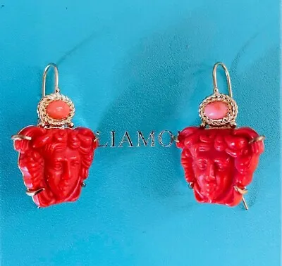 Tagliamonte 18 Kt Gold Plated Coral Medusa Earrings • $150