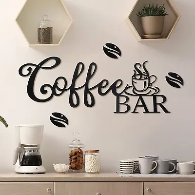 Metal Coffee Bar Sign Rustic Wall Decor Coffee Bean Design • $15.49