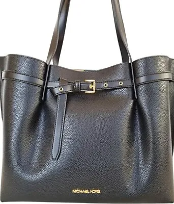 MIchael Kors Women Large Shoulder Tote Satchel Purse Bag Handbag Black Leather • $142