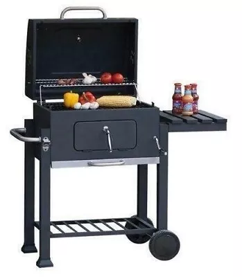 Charcoal BBQ Grill With Lid Outdoor Cooking Garden Barbecue Square • £129.99