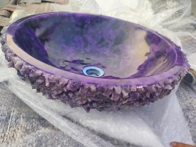 Buy Amethyst Stone Sink Handcrafted Modern Pedestal Wash Basin Countertop Sink • $867.68