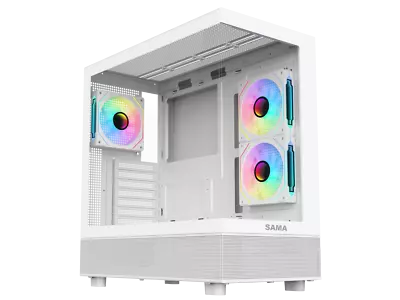 Sama Neview 4361 White Dual Tempered Glass ATX Mid Tower PC Case Type C • $68.95