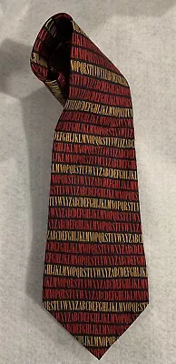 JOSH BACH All Silk  'ALPHABET ~ LETTERS' Necktie Tie ~ Red Gold Black • $12.99