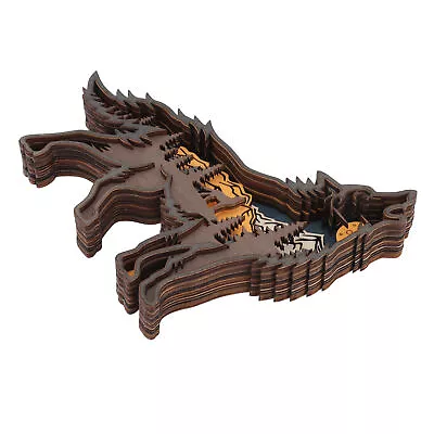 Wolf Totem Statue Wolf Howling Mechanical Engraving Wooden Wolf Figurine Hot CM • $17.71