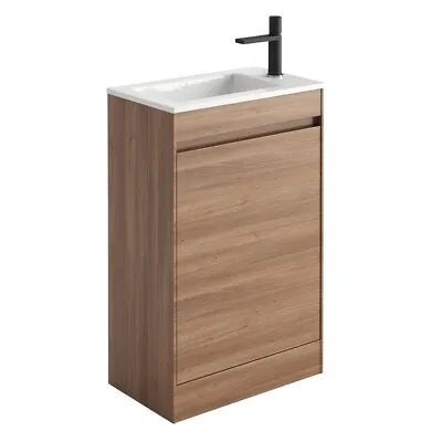 Small Bathroom Sink Unit Compact Cloakroom Vanity Unit 440 550mm Oak White Grey • £194.67