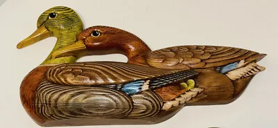 £31.93 • Buy Vintage Flying Mallard Ducks Wall Plaque 17“ Vivid Color