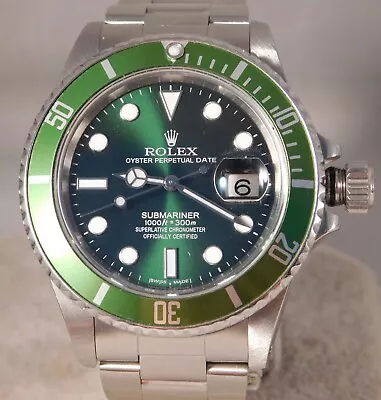 Rolex Submariner Date 16800 SS Green Dial/Green Bezel Insert Mens Watch....40mm • $8000