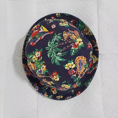 MENS S/M Used Polo Ralph Lauren Polo Bear Floral Beach Sailing Bucket Hat 58CM • $30