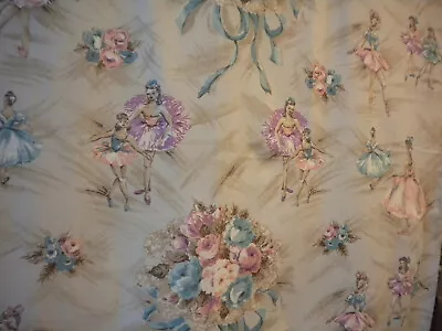 1950's Vintage Ballerina Era Barkcloth Type Fabric 2 Yards • $44.99