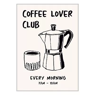 Coffee Lover Club Print Kitchen Wall Art Cafe Poster Vintage Hand Drawn Artwork • £44