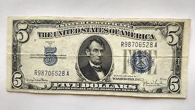 1934 D $5 Five Dollar Bill Silver Certificate Blue Seal Note • $19.95