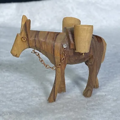 $12.50 • Buy Carved Wood Donkey, Vintage, 3.5”