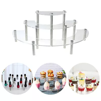 3 Layer Acrylic Round Dessert Cake Display Stand Party Cupcake Rack • £10.65