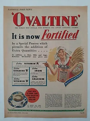 Vintage Australian Advertising 1949 Ad OVALTINE TONIC FOOD DRINK    • $16.95