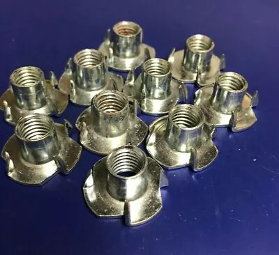£4.49 • Buy M10 X 12 T Nuts 4 Pronged Zinc Plated Tee Nuts Captive Nut QTY 10