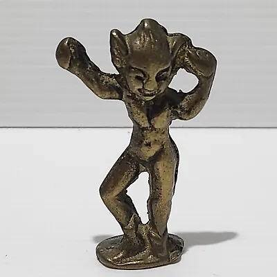 Vintage Brass Cornish Pixie Pisky Imp Figurine Standing 6cm Metal Good Luck • $39.95