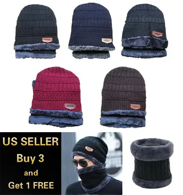 Men's Women's Winter Beanie Hat Scarf Set Fleece Warm Baggy Slouchy Snow Ski Cap • $8.99