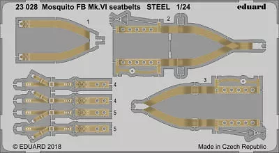 Eduard 23028	X 1/24 Seatbelts Mosquito FB Mk VI Steel For Airfix (Painted) • $22.45