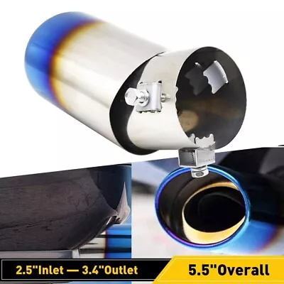 Car Burnt Blue Stainless Steel Rear Exhaust Pipe Tail Muffler Tip Round Bend New • $14.99